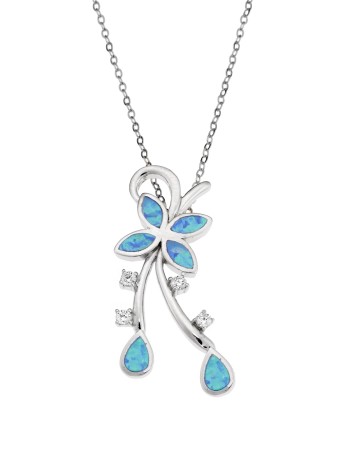 Μοτίφ Senza από ασήμι 925, πεταλούδα με Opal και λευκά ζιργκόν - SSR4116SOP