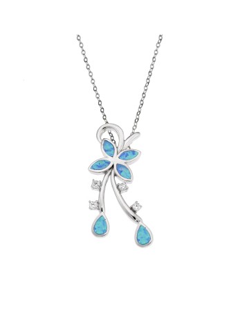 Μοτίφ Senza από ασήμι 925, πεταλούδα με Opal και λευκά ζιργκόν - SSR4116SOP