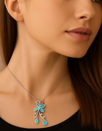 Μοτίφ Senza από ασήμι 925, πεταλούδα με Opal και λευκά ζιργκόν - SSR4116SOP