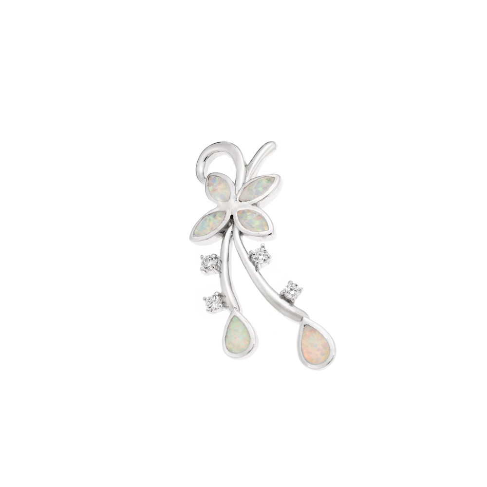 Μοτίφ Senza από ασήμι 925, πεταλούδα με Opal και λευκά ζιργκόν - SSR4116SWH
