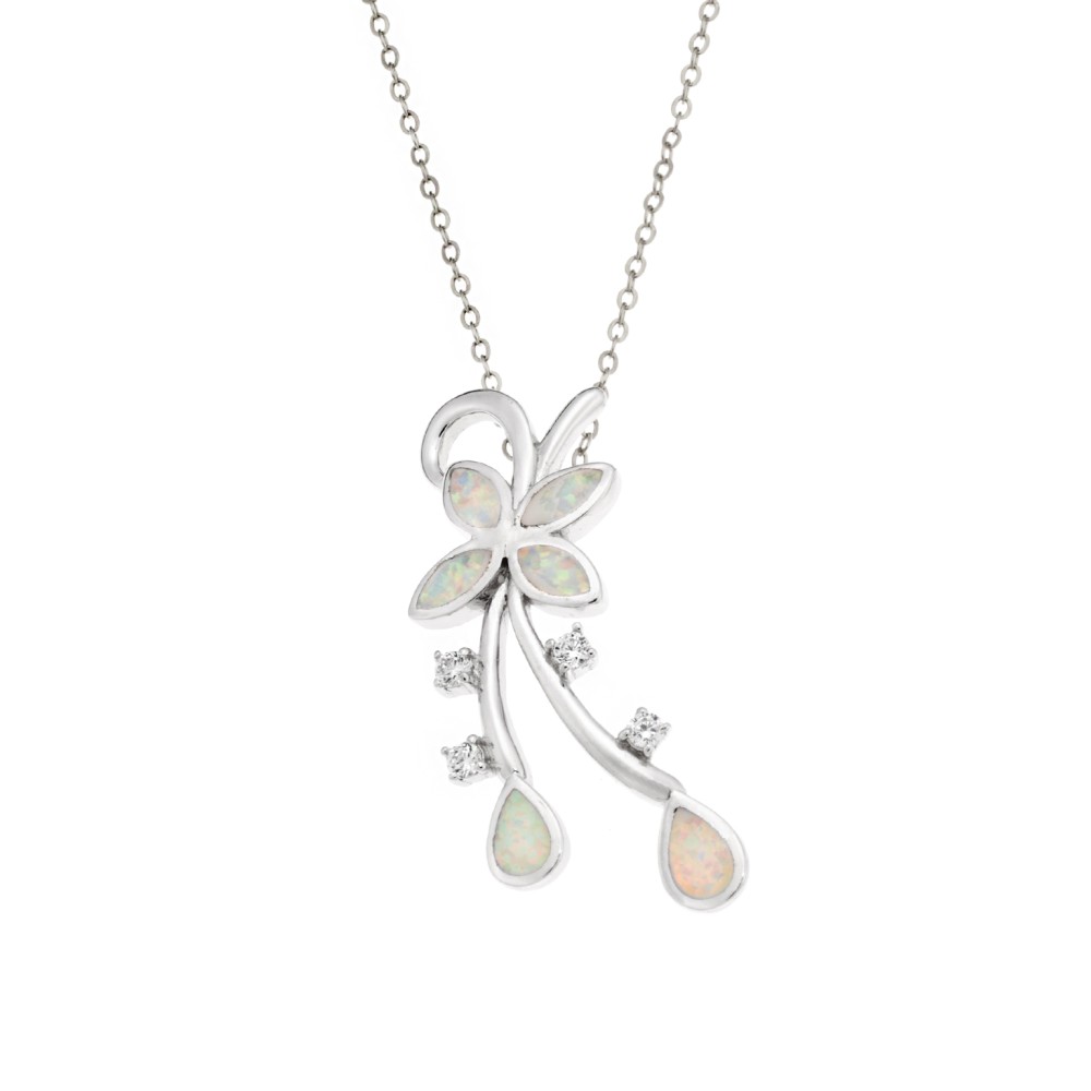 Μοτίφ Senza από ασήμι 925, πεταλούδα με Opal και λευκά ζιργκόν - SSR4116SWH