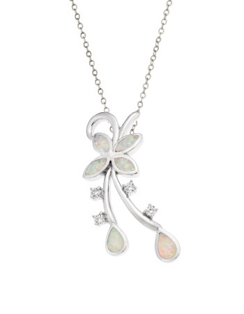 Μοτίφ Senza από ασήμι 925, πεταλούδα με Opal και λευκά ζιργκόν - SSR4116SWH