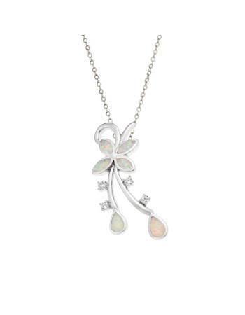 Μοτίφ Senza από ασήμι 925, πεταλούδα με Opal και λευκά ζιργκόν - SSR4116SWH