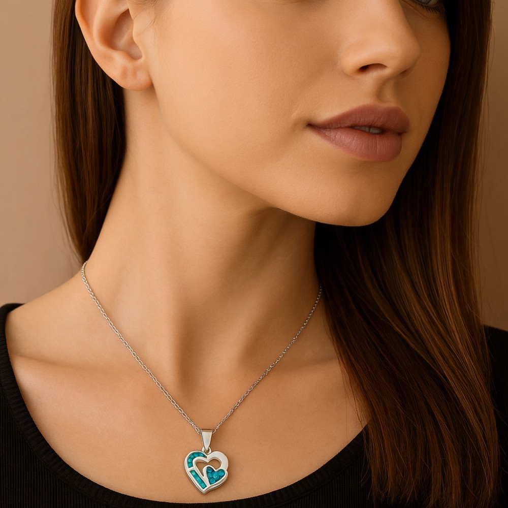 Μοτίφ Senza από ασήμι διπλή καρδιά με Opal - SSR4117SOP