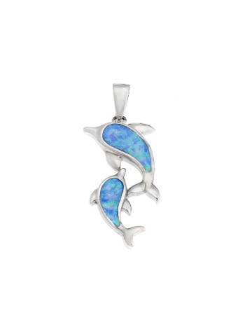 Μοτίφ Senza από ασήμι 925, Δελφίνια με Opal - SSR4120SOP