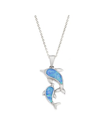 Μοτίφ Senza από ασήμι 925, Δελφίνια με Opal - SSR4120SOP