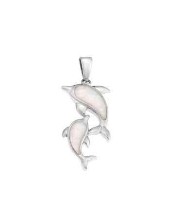 Μοτίφ Senza από ασήμι 925, Δελφίνια με Opal - SSR4120SWH