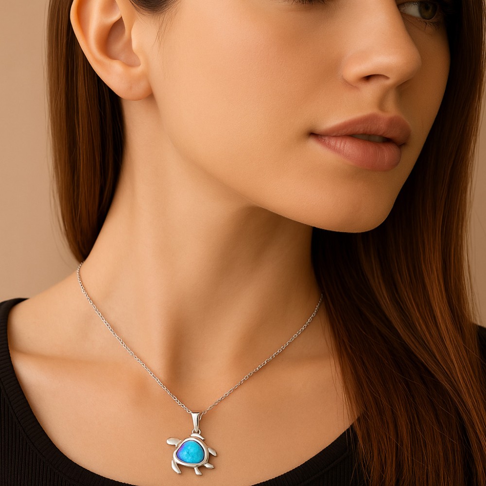 Μοτίφ Senza από ασήμι 925, χελωνίτσα-καρδιά με Opal - SSR4121SOP