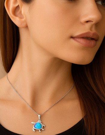 Μοτίφ Senza από ασήμι 925, χελωνίτσα-καρδιά με Opal - SSR4121SOP