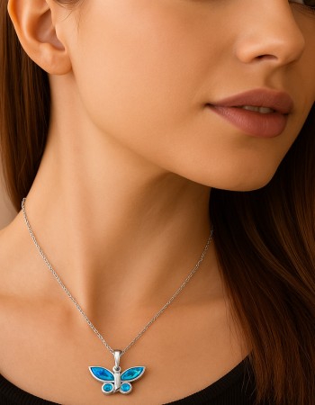 Μοτίφ Senza από ασήμι 925, πεταλούδα με Opal - SSR4122SOP