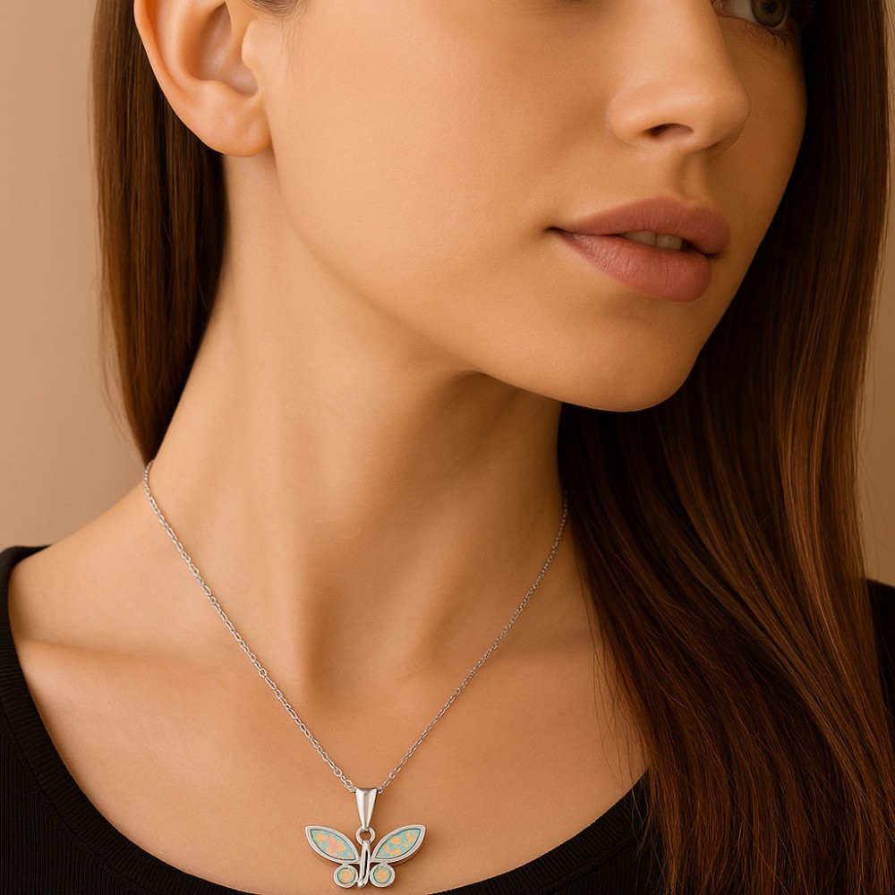 Μοτίφ Senza από ασήμι 925, πεταλούδα με Opal - SSR4122SWH