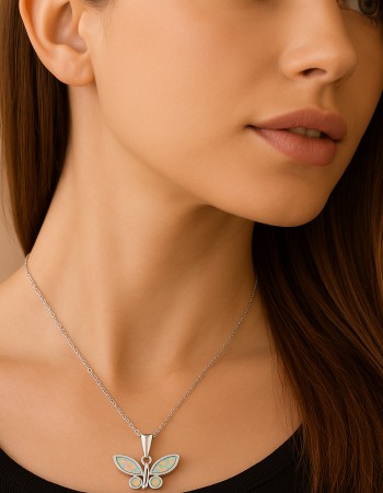 Μοτίφ Senza από ασήμι 925, πεταλούδα με Opal - SSR4122SWH