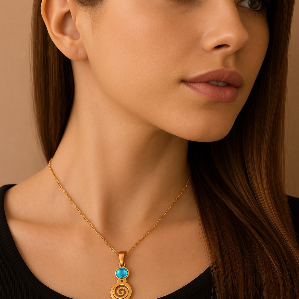 Μοτίφ Senza από επιχρυσωμένο ασήμι 925, κύκλος με Opal και σπείρα - SSR4123GOP