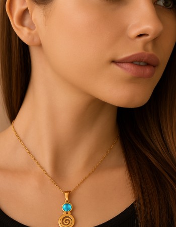 Μοτίφ Senza από επιχρυσωμένο ασήμι 925, κύκλος με Opal και σπείρα - SSR4123GOP