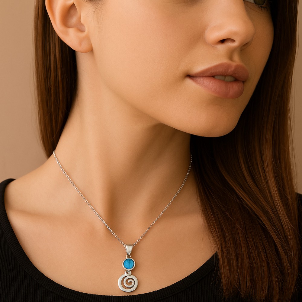 Μοτίφ Senza από ασήμι 925, κύκλος με Opal και σπείρα - SSR4123SOP