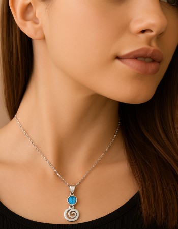 Μοτίφ Senza από ασήμι 925, κύκλος με Opal και σπείρα - SSR4123SOP