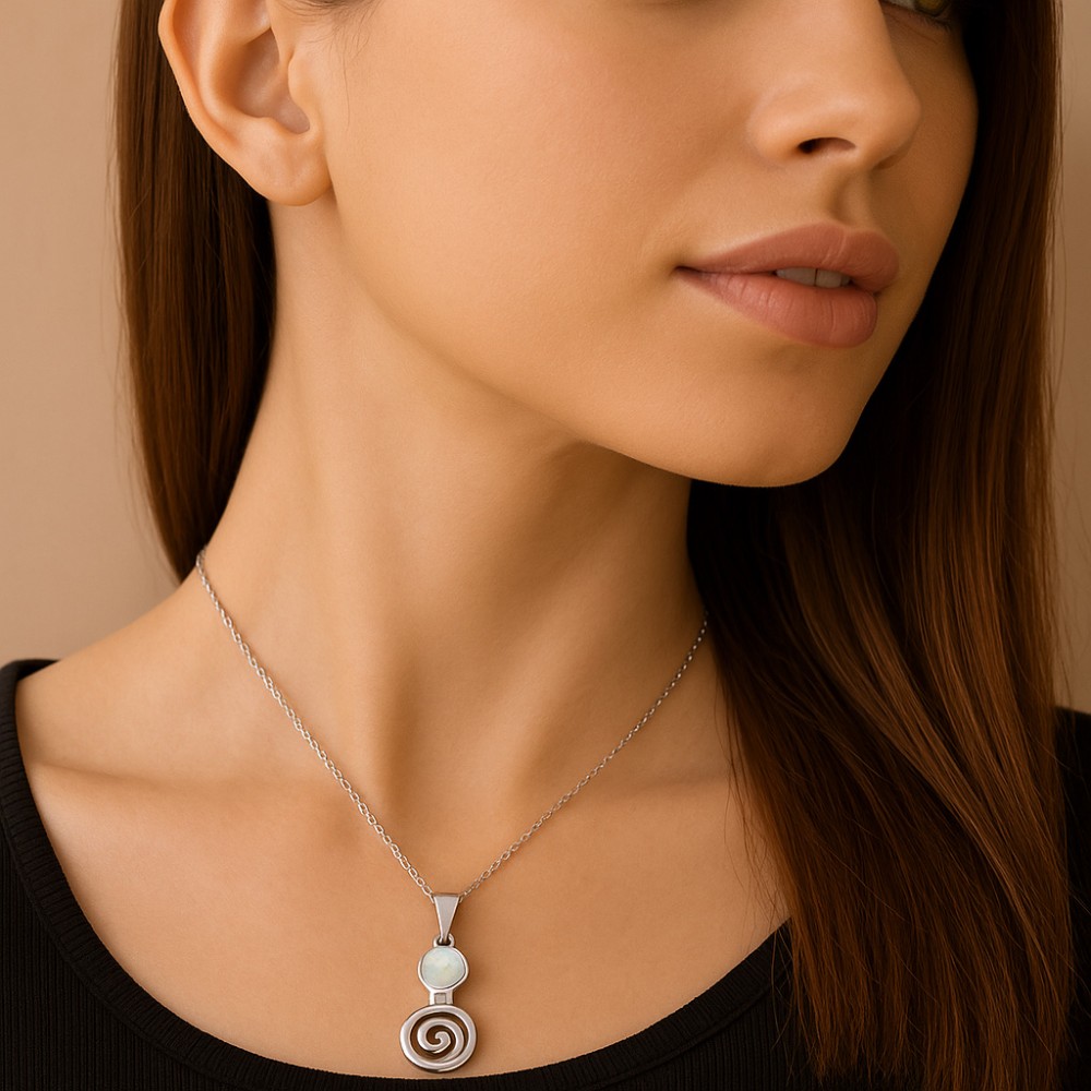 Μοτίφ Senza από ασήμι 925, κύκλος με Opal και σπείρα - SSR4123SWH