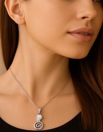 Μοτίφ Senza από ασήμι 925, κύκλος με Opal και σπείρα - SSR4123SWH