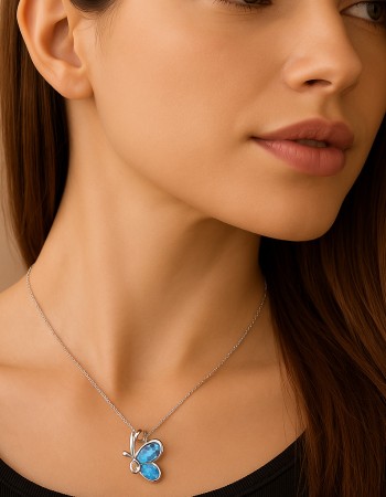 Μοτίφ Senza από ασήμι 925, πεταλούδα με Opal - SSR4126SOP