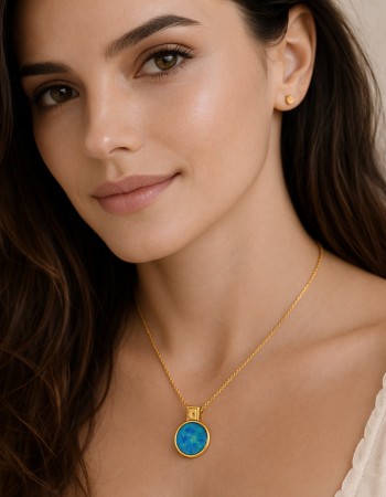 Μοτίφ Senza από επιχρυσωμένο ασήμι 925, κύκλος με Opal και πιάσιμο με μαίανδρο - SSR4128GOP