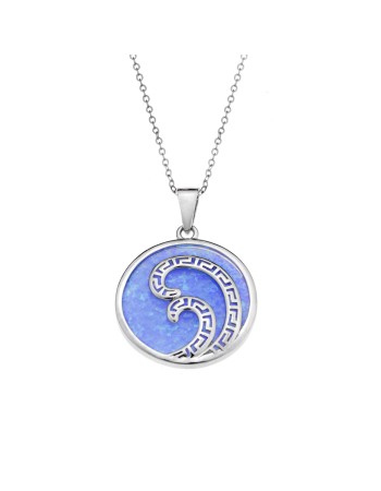 Μοτίφ Senza από ασήμι 925, κύκλος με Opal και κύμα-μαίανδρος - SSR4130SOP