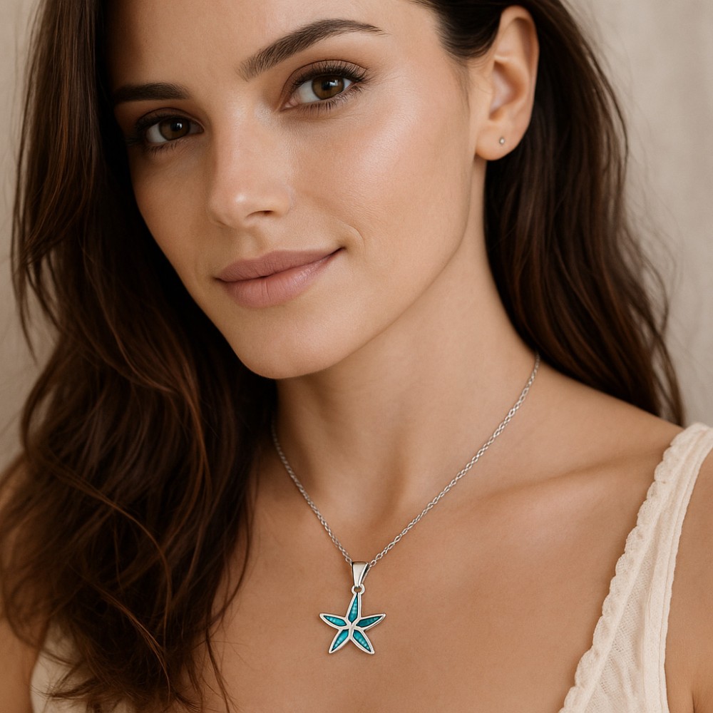 Μοτίφ Senza από ασήμι 925, Αστερίας με Opal - SSR4131SOP