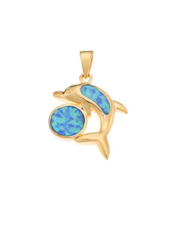 Μοτίφ Senza από επιχρυσωμένο ασήμι 925, δελφίνι με Opal - SSR4133GOP