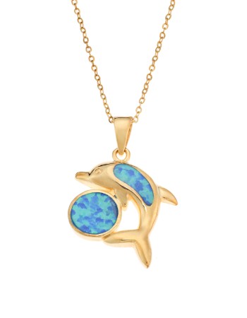 Μοτίφ Senza από επιχρυσωμένο ασήμι 925, δελφίνι με Opal - SSR4133GOP