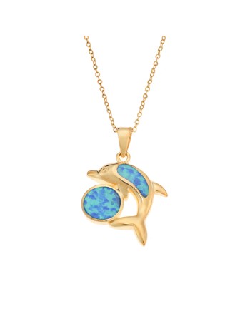 Μοτίφ Senza από επιχρυσωμένο ασήμι 925, δελφίνι με Opal - SSR4133GOP