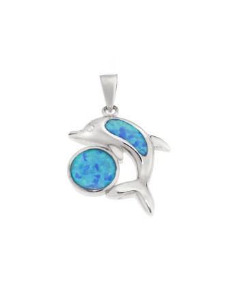 Μοτίφ Senza από ασήμι 925, δελφίνι με Opal - SSR4133SOP