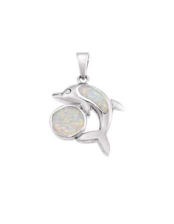 Μοτίφ Senza από ασήμι 925, δελφίνι με Opal - SSR4133SWH