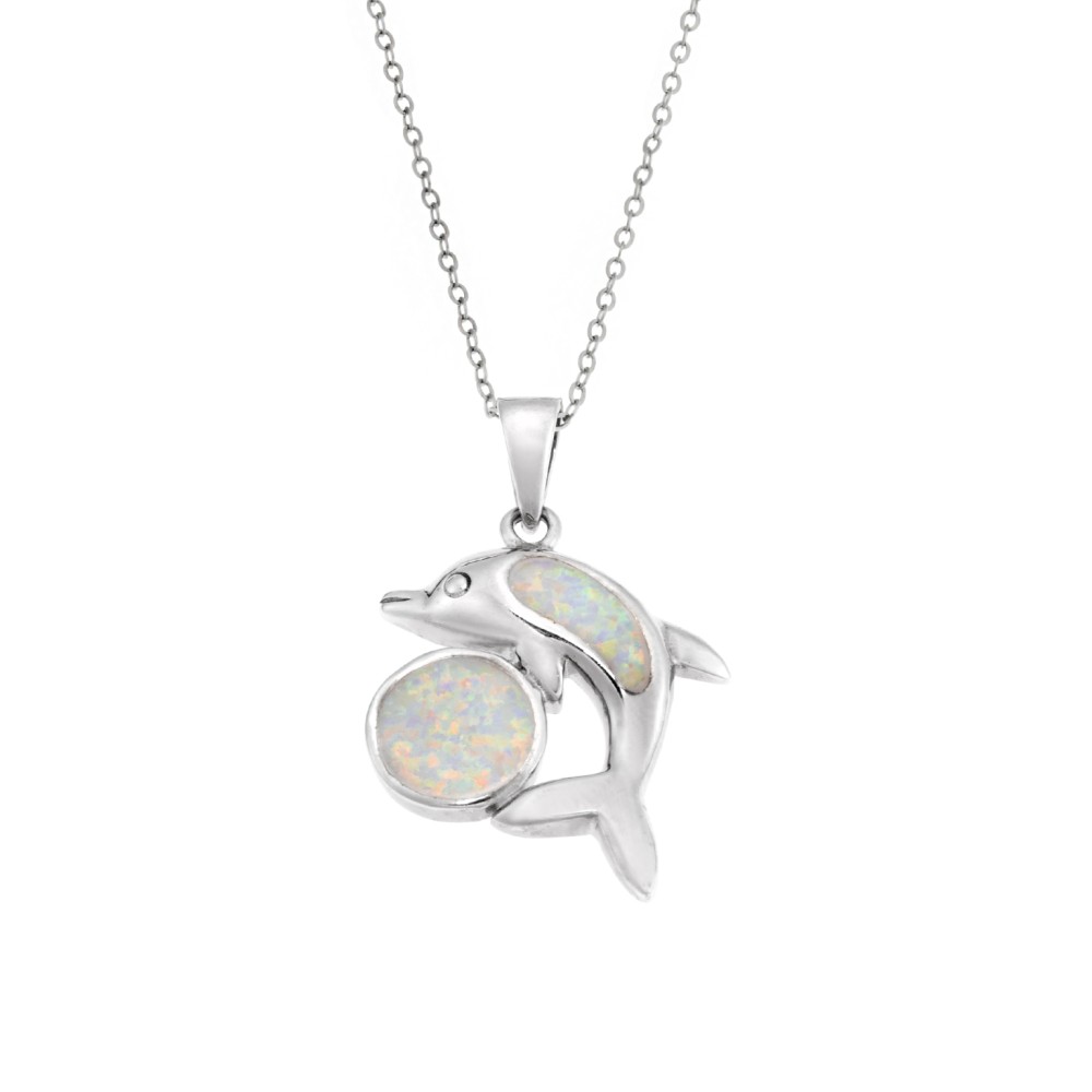Μοτίφ Senza από ασήμι 925, δελφίνι με Opal - SSR4133SWH