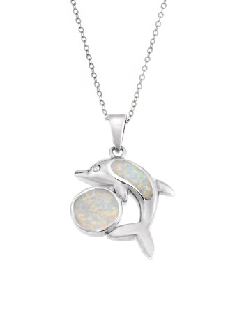Μοτίφ Senza από ασήμι 925, δελφίνι με Opal - SSR4133SWH