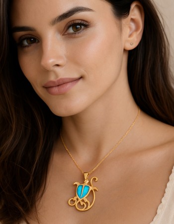 Μοτίφ Senza από επιχρυσωμένο ασήμι 925, χελώνα με Opal - SSR4134GOP