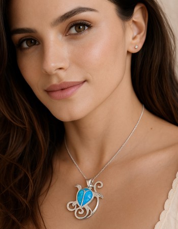 Μοτίφ Senza από ασήμι 925, χελώνα με Opal - SSR4134SOP