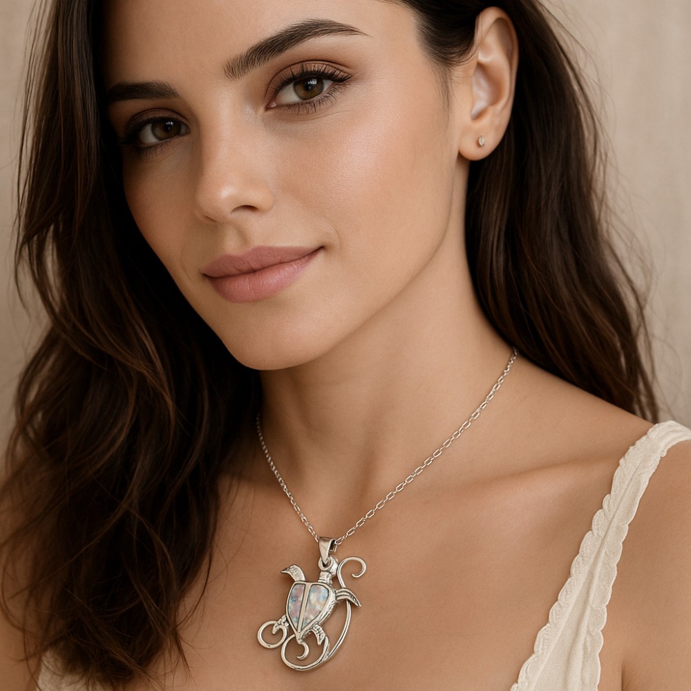 Μοτίφ Senza από ασήμι 925, χελώνα με Opal - SSR4134SWH