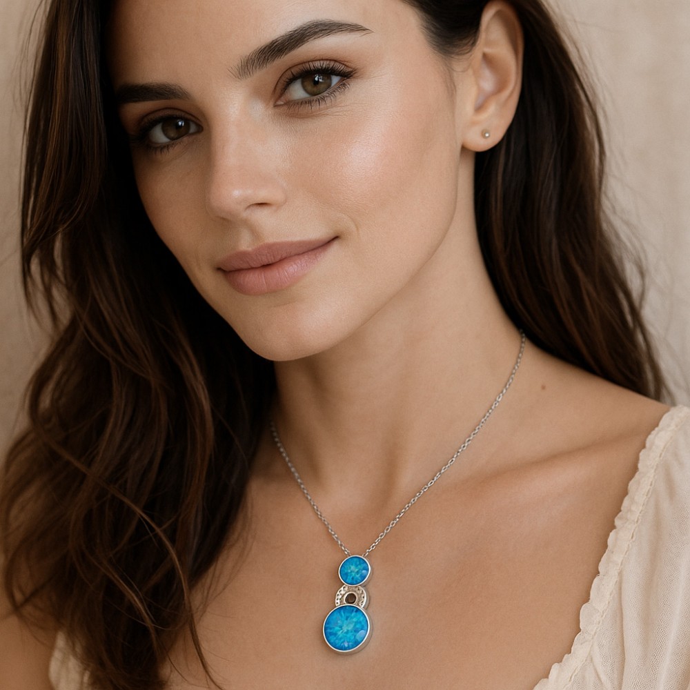 Μοτίφ Senza από ασήμι 925, κύκλοι με μαίανδρο και Opal - SSR4137SOP