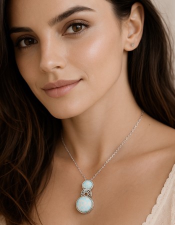 Μοτίφ Senza από ασήμι 925, κύκλοι με μαίανδρο και Opal - SSR4137SWH