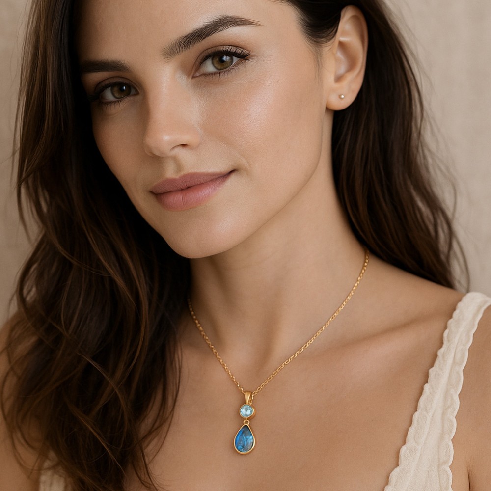 Μοτίφ Senza από επιχρυσωμένο ασήμι 925, δάκρυ με Opal και λευκό ζιργκόν - SSR4138GOP