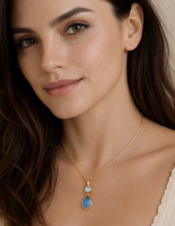 Μοτίφ Senza από επιχρυσωμένο ασήμι 925, δάκρυ με Opal και λευκό ζιργκόν - SSR4138GOP