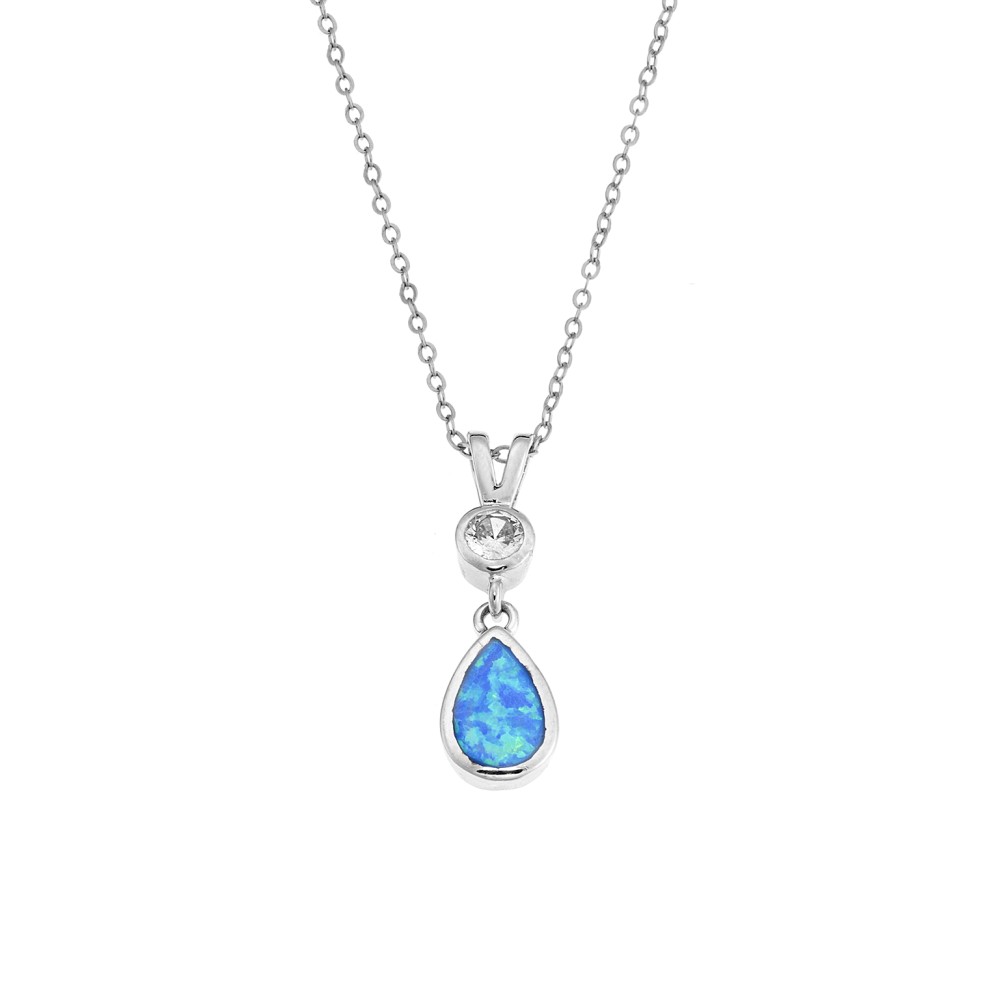 Μοτίφ Senza από ασήμι 925, δάκρυ με Opal και λευκό ζιργκόν - SSR4138SOP