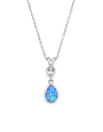 Μοτίφ Senza από ασήμι 925, δάκρυ με Opal και λευκό ζιργκόν - SSR4138SOP