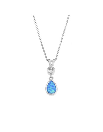 Μοτίφ Senza από ασήμι 925, δάκρυ με Opal και λευκό ζιργκόν - SSR4138SOP