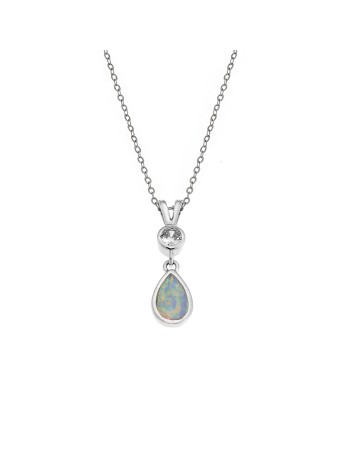 Μοτίφ Senza από ασήμι 925, δάκρυ με Opal και λευκό ζιργκόν - SSR4138SWH