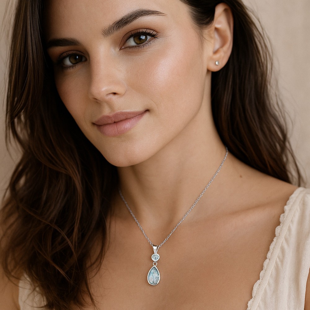 Μοτίφ Senza από ασήμι 925, δάκρυ με Opal και λευκό ζιργκόν - SSR4138SWH