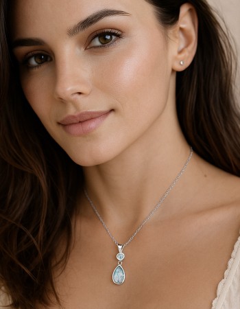 Μοτίφ Senza από ασήμι 925, δάκρυ με Opal και λευκό ζιργκόν - SSR4138SWH