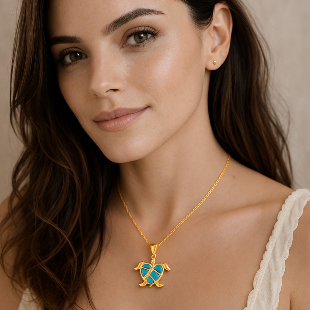 Μοτίφ Senza από επιχρυσωμένο ασήμι 925, χελωνίτσα-καρδιά με Opal και ζιργκόν - SSR4139GOP