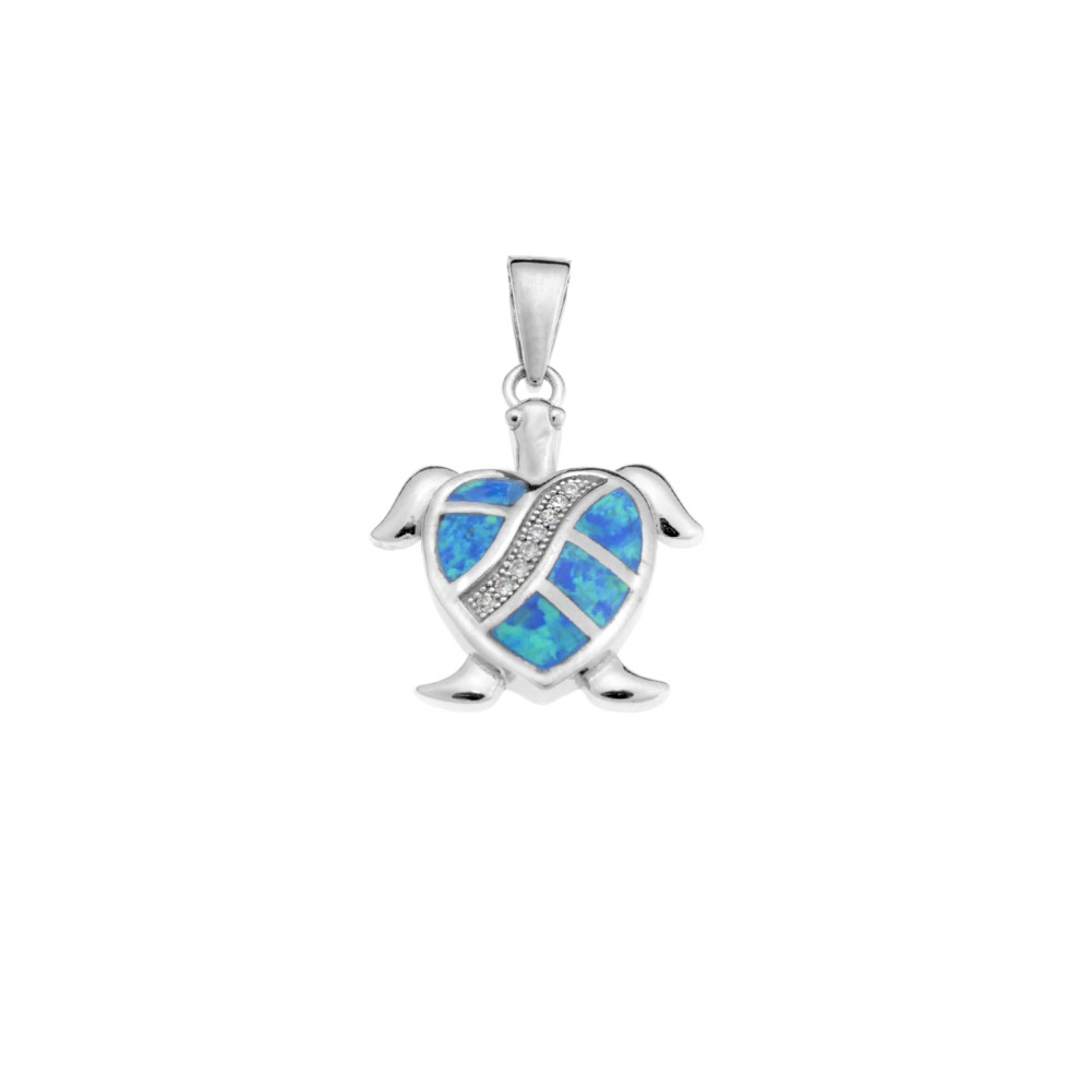 Μοτίφ Senza από ασήμι 925,χελωνίτσα-καρδιά με Opal και ζιργκόν - SSR4139SOP
