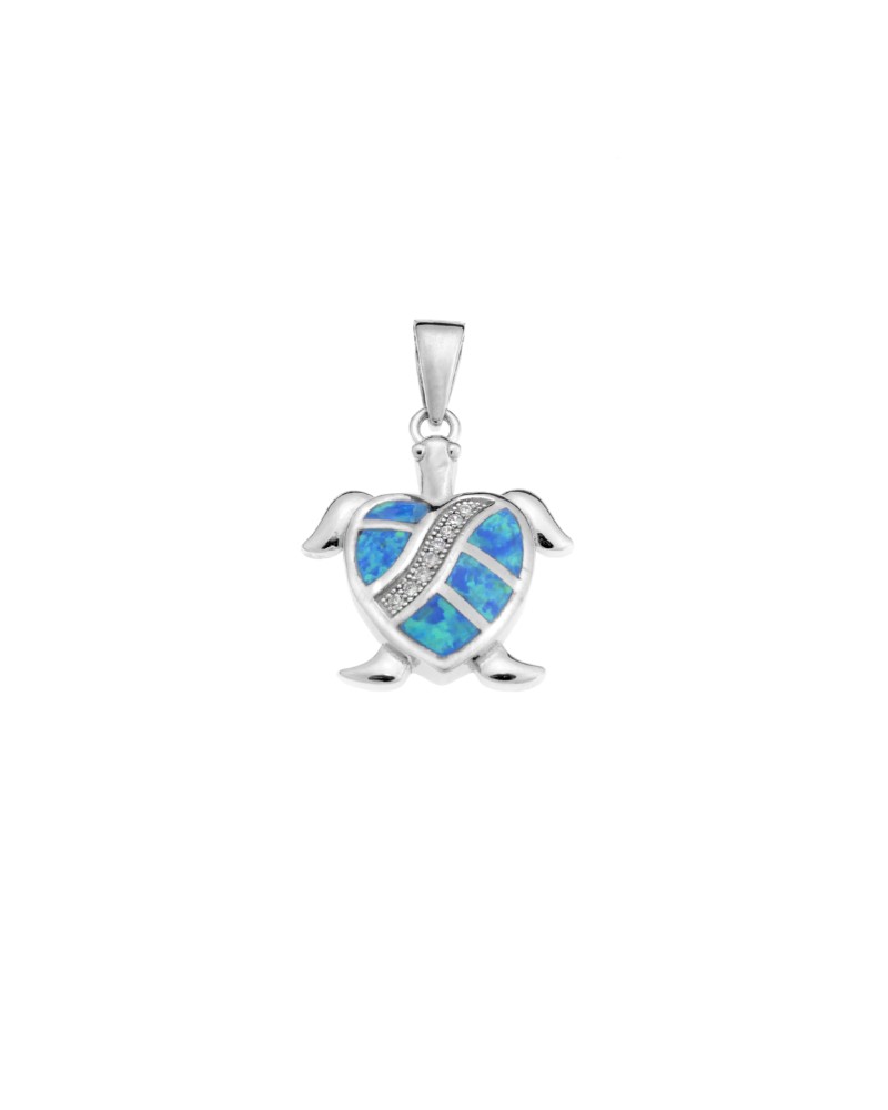 Μοτίφ Senza από ασήμι 925,χελωνίτσα-καρδιά με Opal και ζιργκόν - SSR4139SOP
