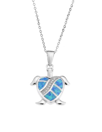 Μοτίφ Senza από ασήμι 925,χελωνίτσα-καρδιά με Opal και ζιργκόν - SSR4139SOP